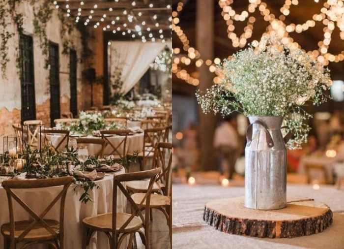 Farm table wedding decor