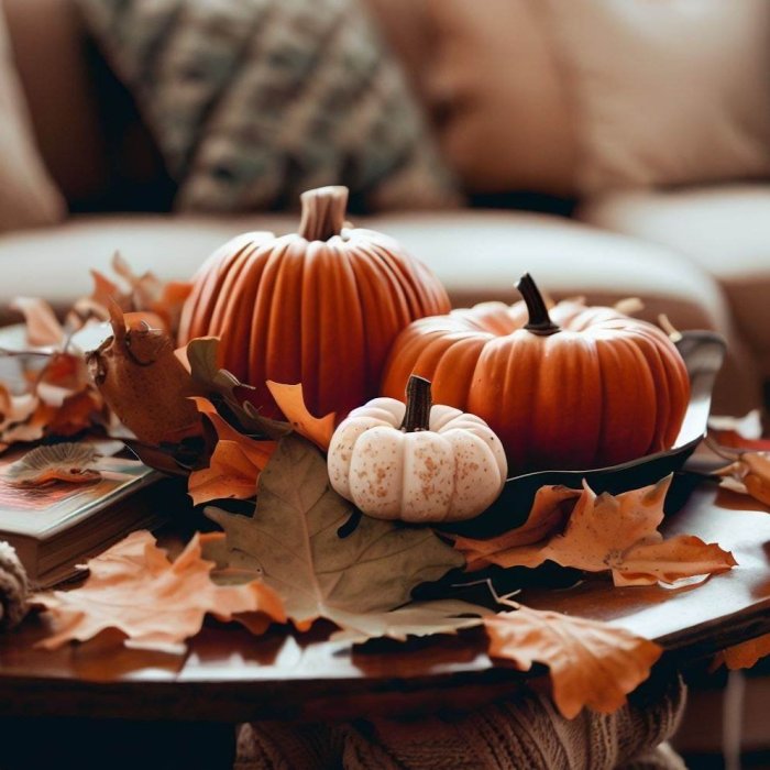 Fall decor for coffee table