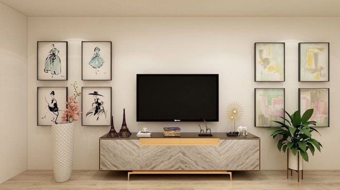 Tv room decor wall living around stand ideas side decorating entertainment family center mirrors each console decorate big rooms read