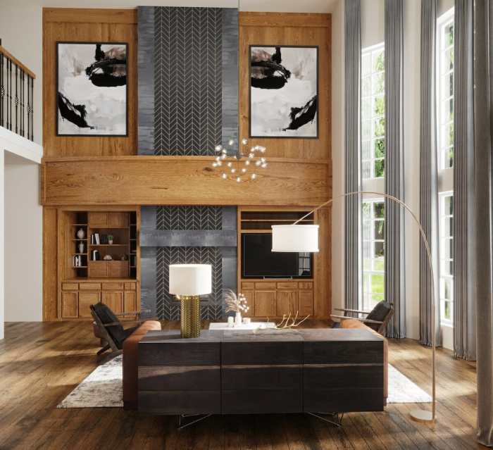 Wall decor for high ceiling living room