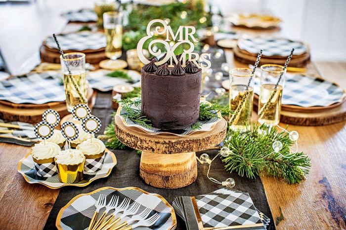 Black and White Buffalo Plaid Table Decor