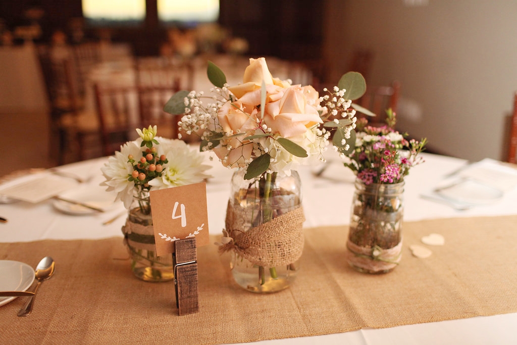 Farm table wedding decor