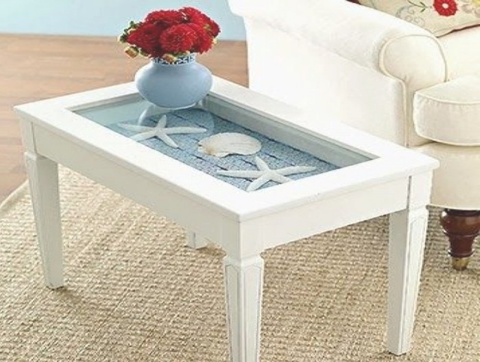 Coastal coffee table decor