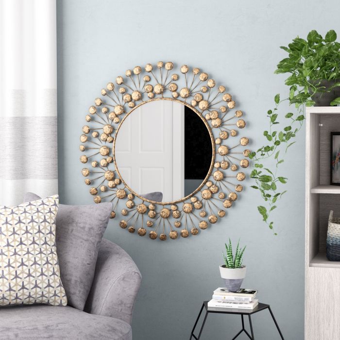 Mirror mirrors wall silver sunburst decorative round contemporary large decor ideas small decorating starburst modern living gold designs unique hallway