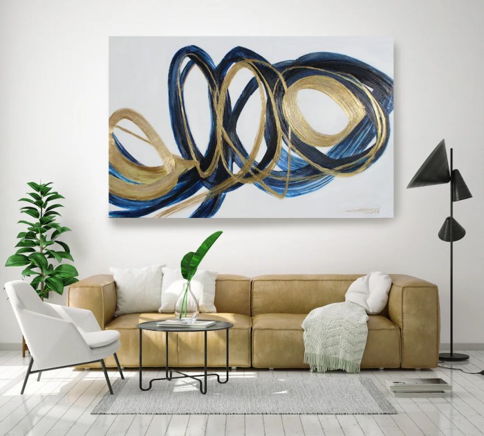 Blue and gold wall decor