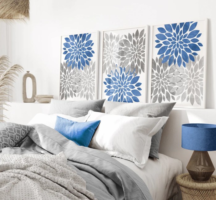 Blue and grey wall decor